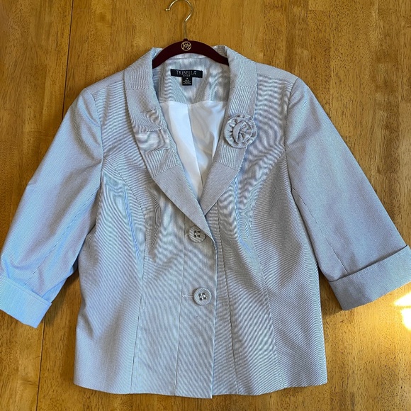 Tribal Jackets & Blazers - Tribella Tribal Blazer Pinstripe Jacket 3/4 Sleeve